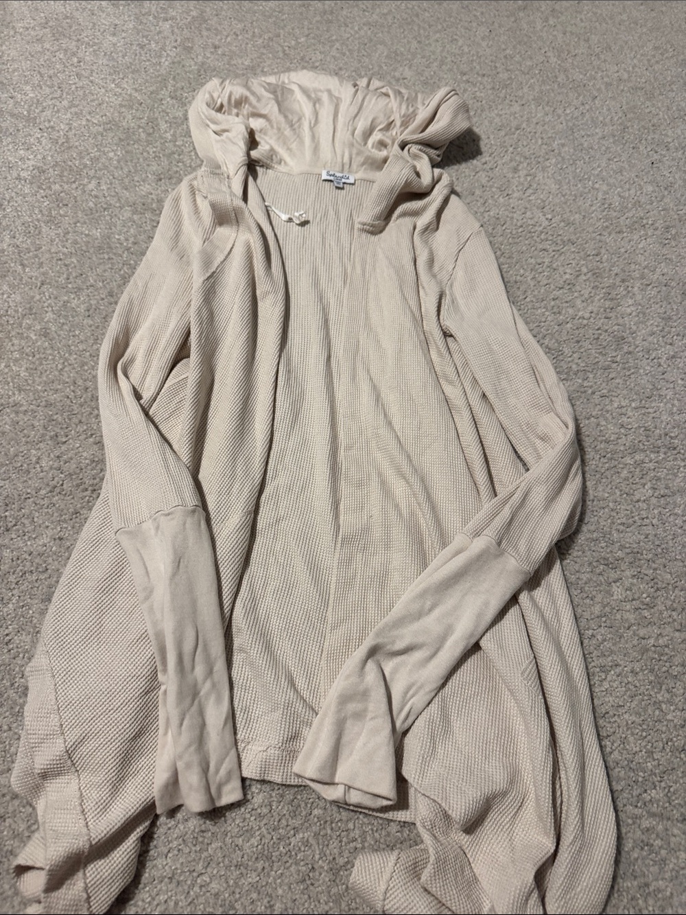 Splendid Cream Knit Hooded Open Cardigan
